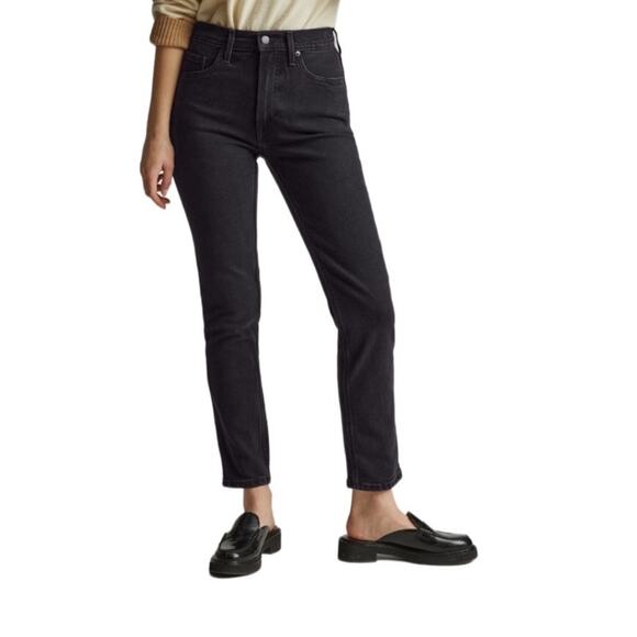 EVERLANE Straight Jeans Women Sz 28 Black Organic High Rise Normcore Casual NWT - Picture 1 of 15